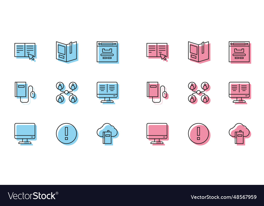Set line computer monitor screen information vector image Set line computer monitor screen information
