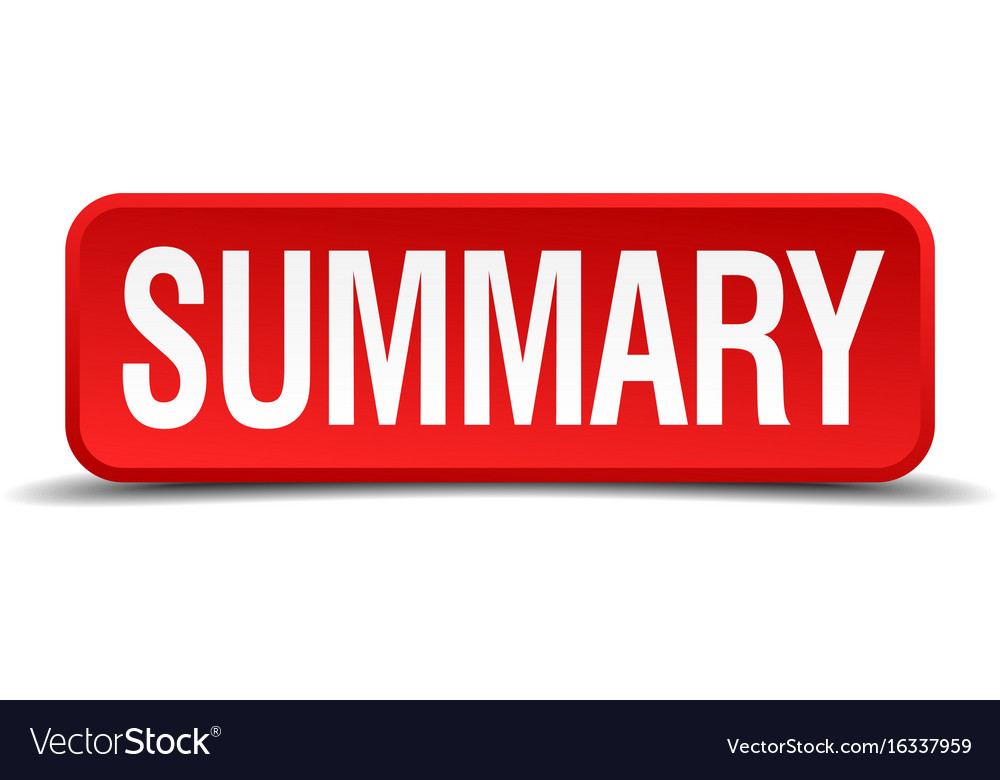 Summary red 3d square button isolated on white