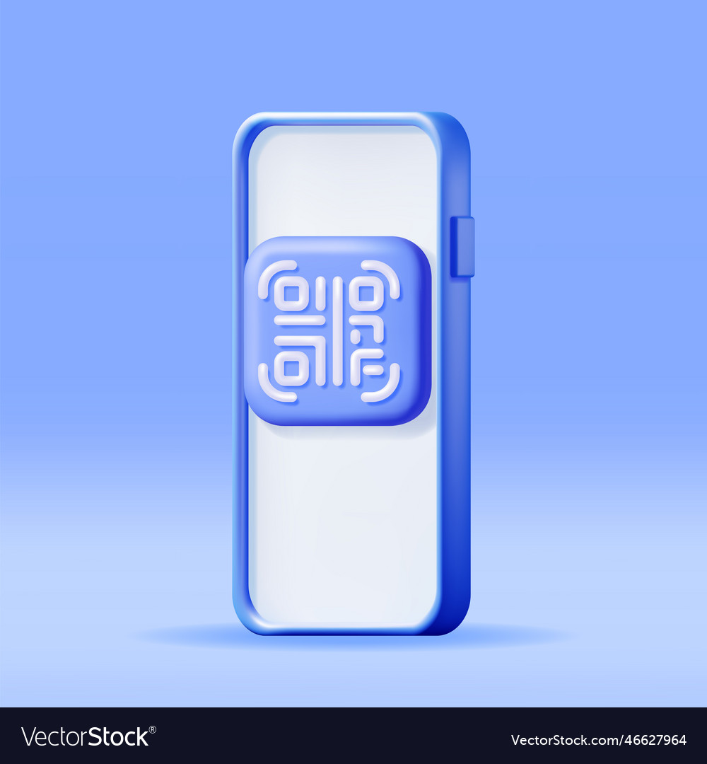 3d qr code icon on smartphone