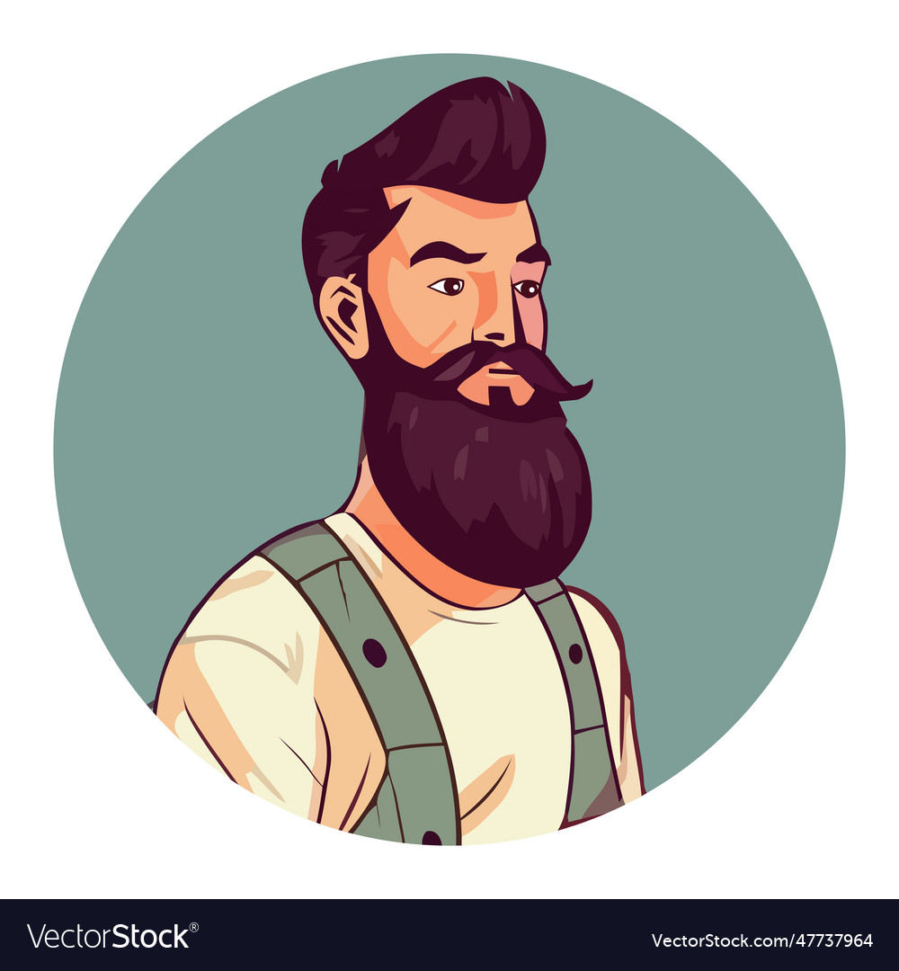 A stylish man with beard and modern hairstyle Vector Image