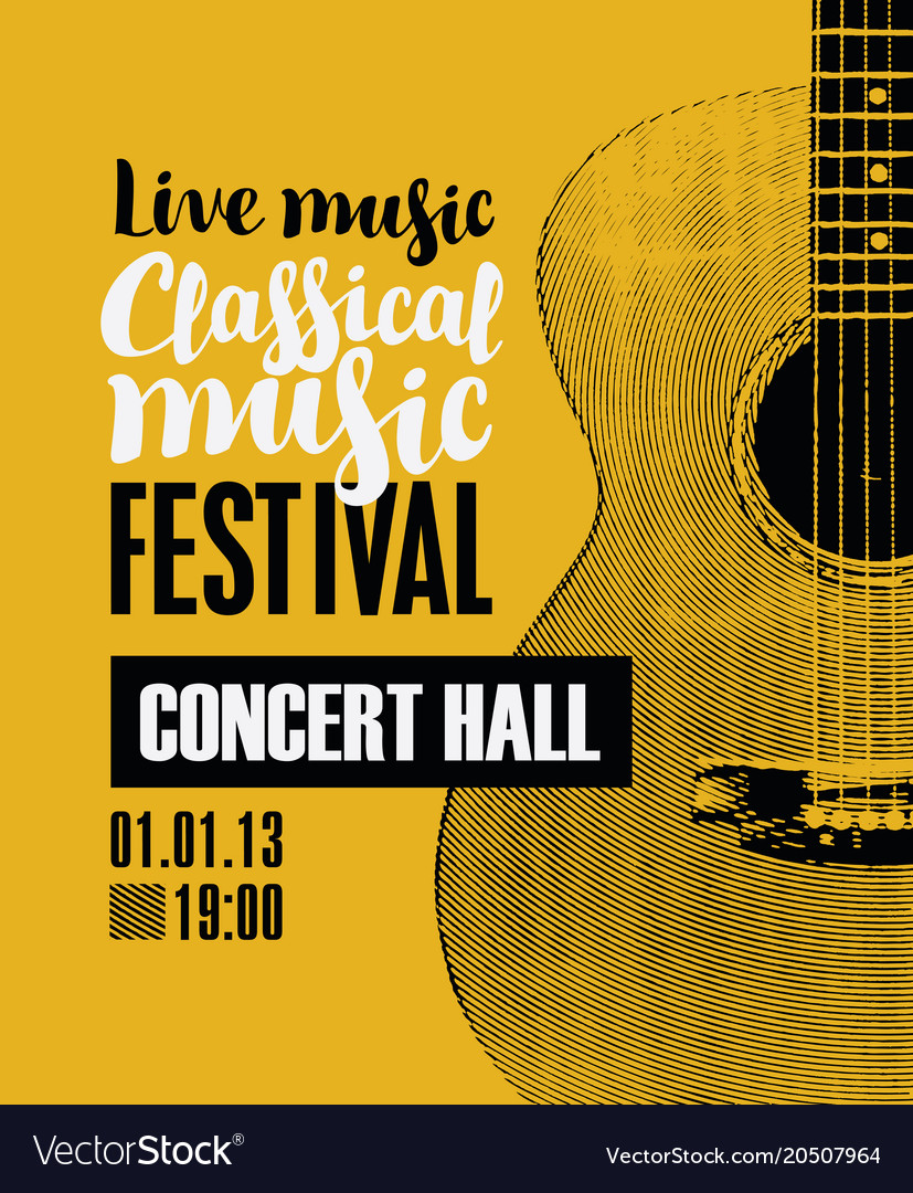 Banner for festival classical music with a guitar Vector Image