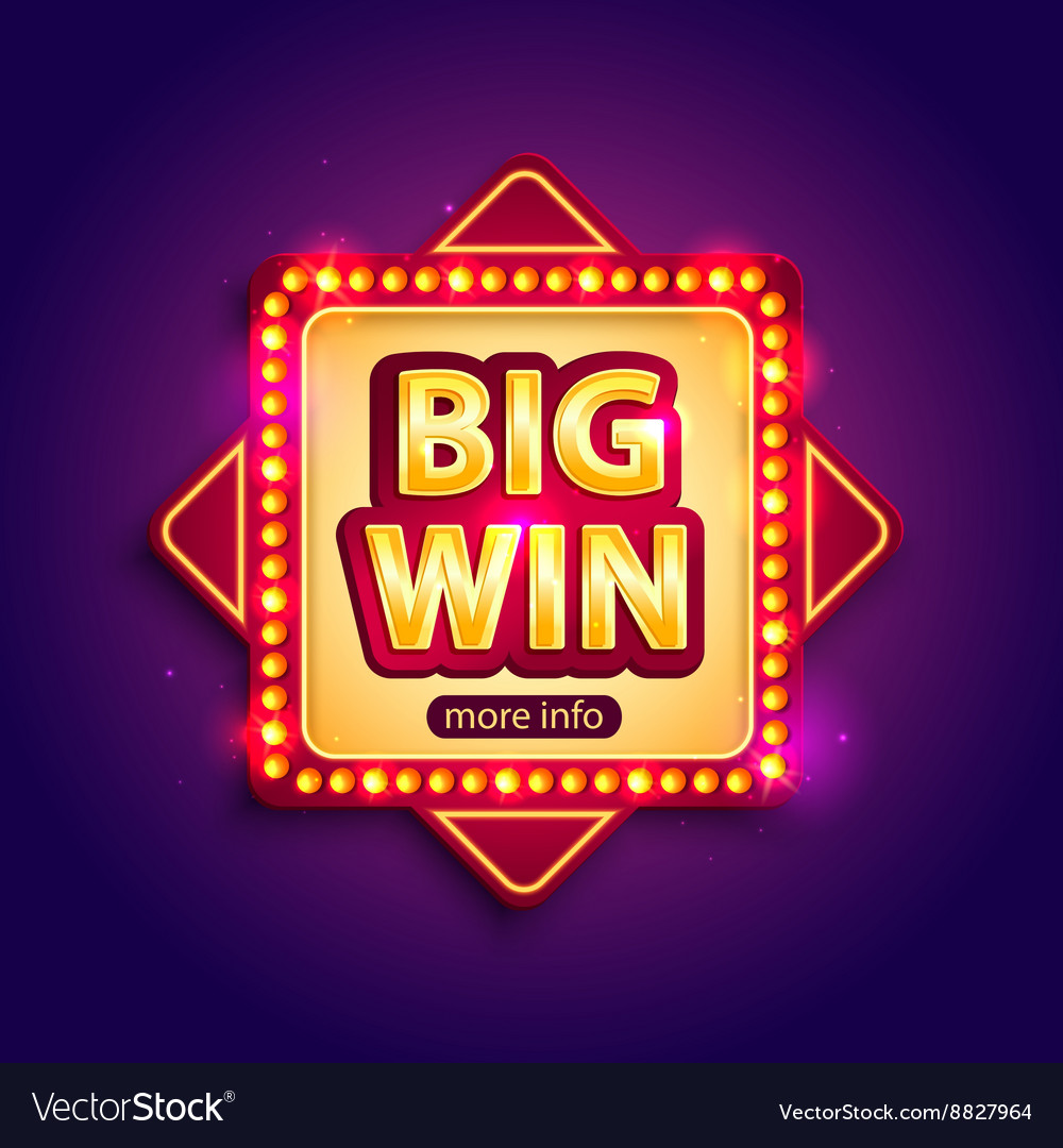 Big win banner with glowing lamps for online