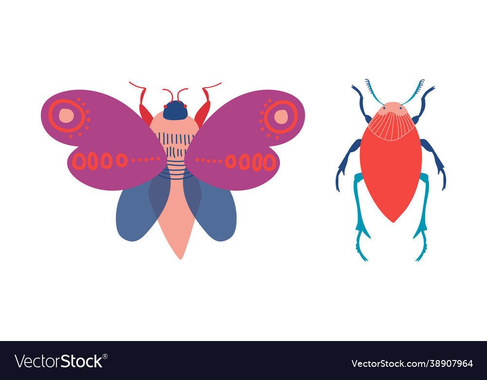 Butterfly and beetle insects as hexapod flying