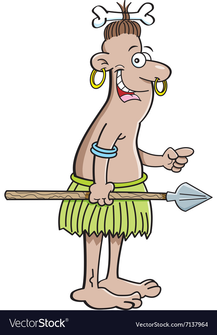 Cartoon native pointing Royalty Free Vector Image