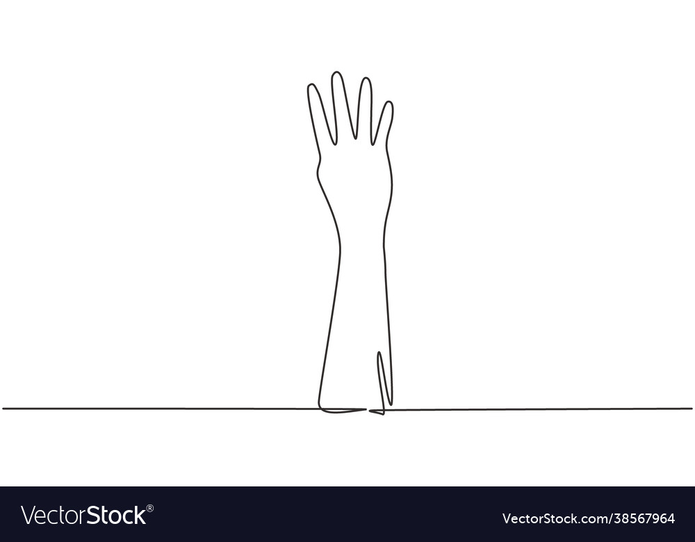 Continuous one line drawing hand count number vector image Continuous one line drawing hand count number