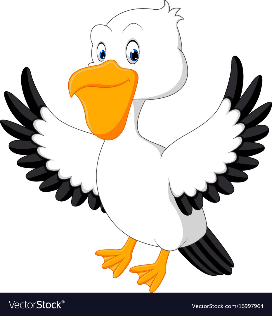 Cute pelican cartoon Royalty Free Vector Image