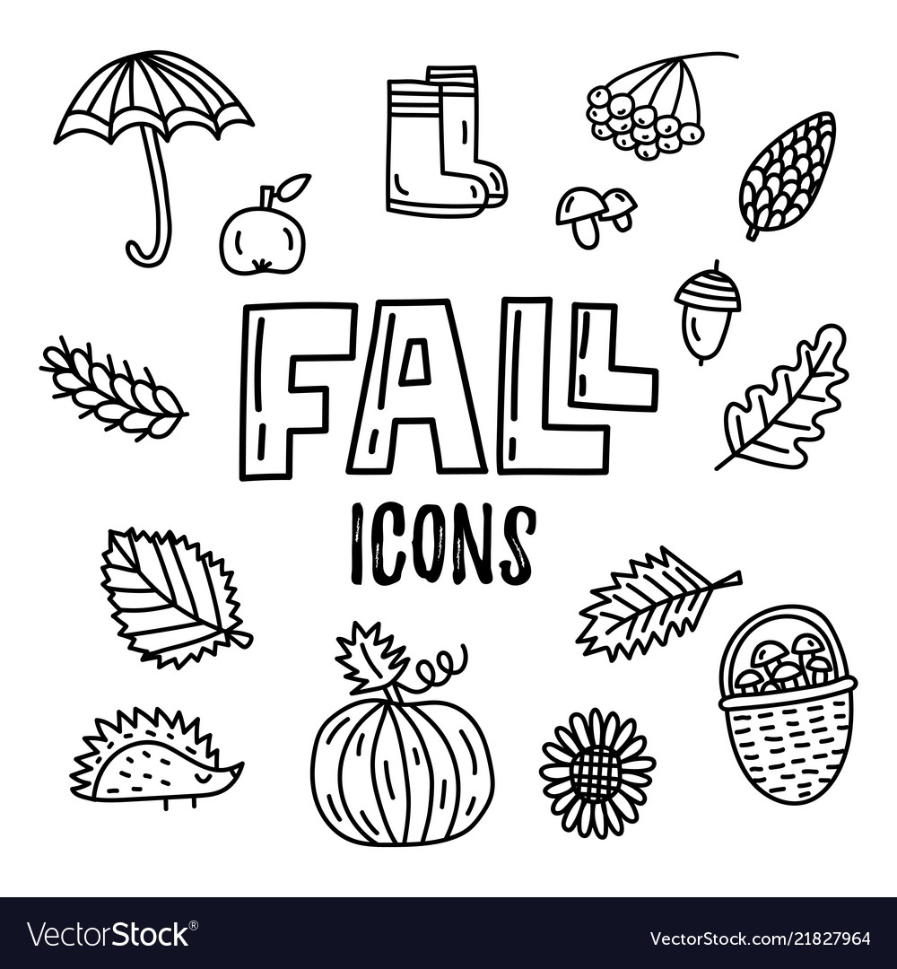 Fall doodle icons