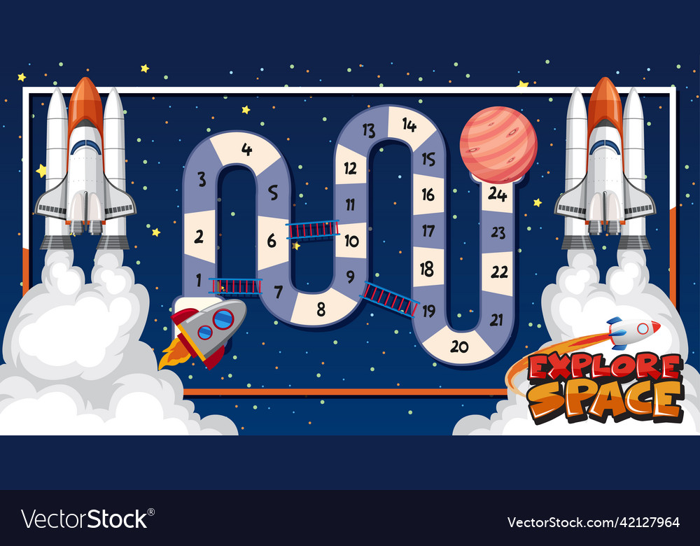 Game template with space theme background vector image Game template with space theme background