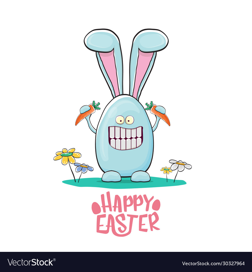 Happy easter greeting card with funny cartoon Vector Image