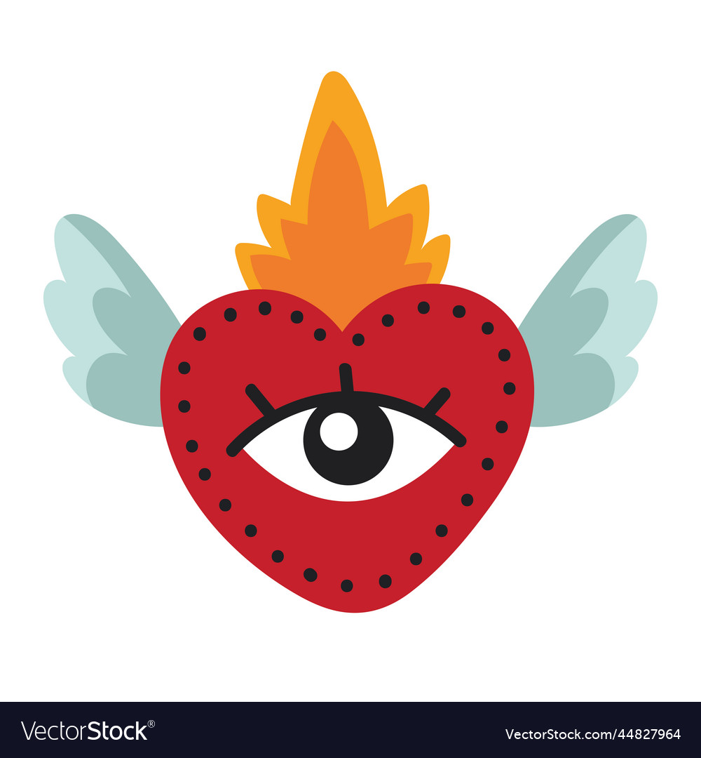 Heart with eye flying Royalty Free Vector Image