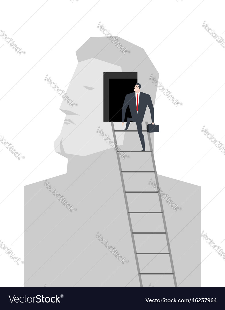Ladder to head self-knowledge concept open in my vector image Ladder to head self-knowledge concept open in my