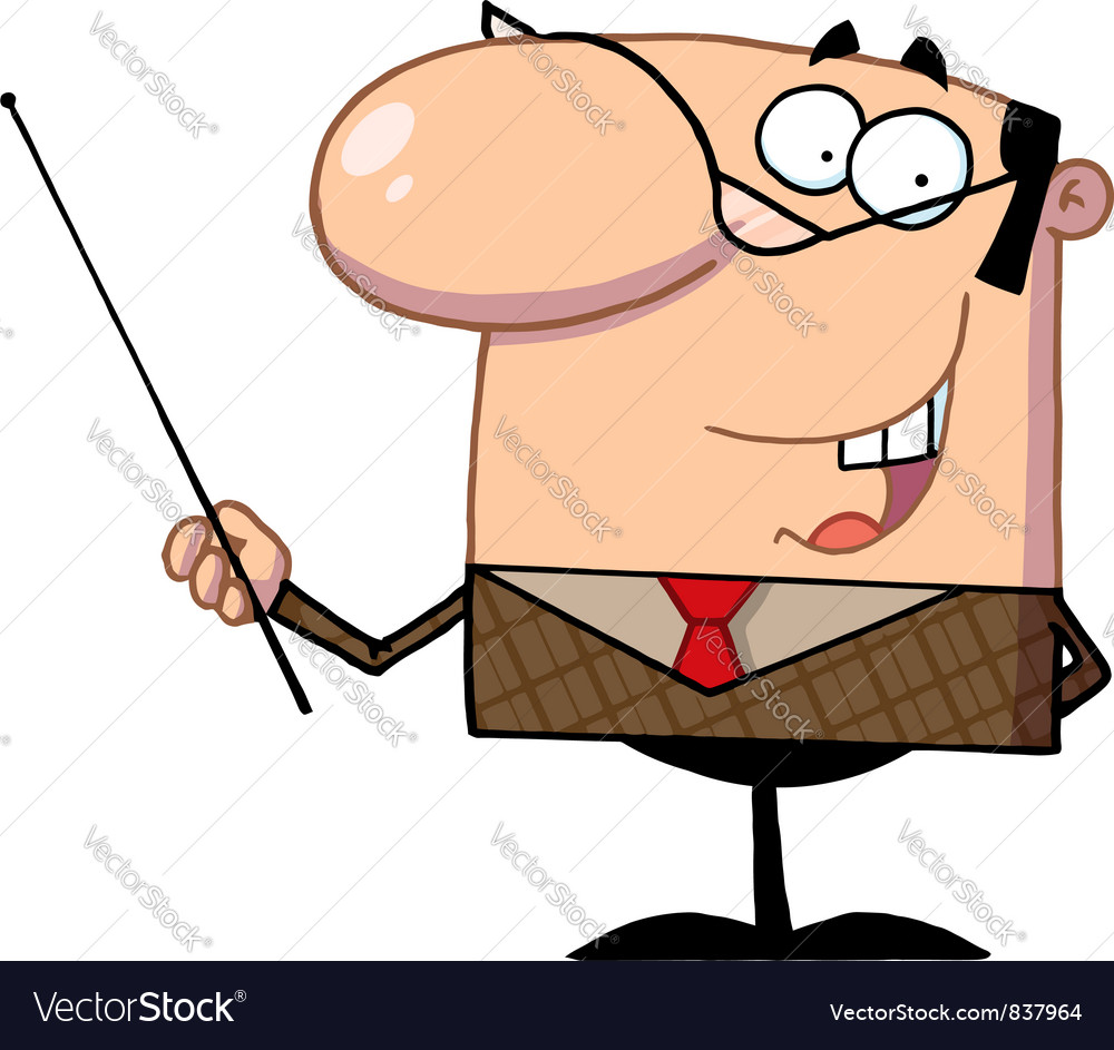 Manager gesturing mit einem Zeigerstab