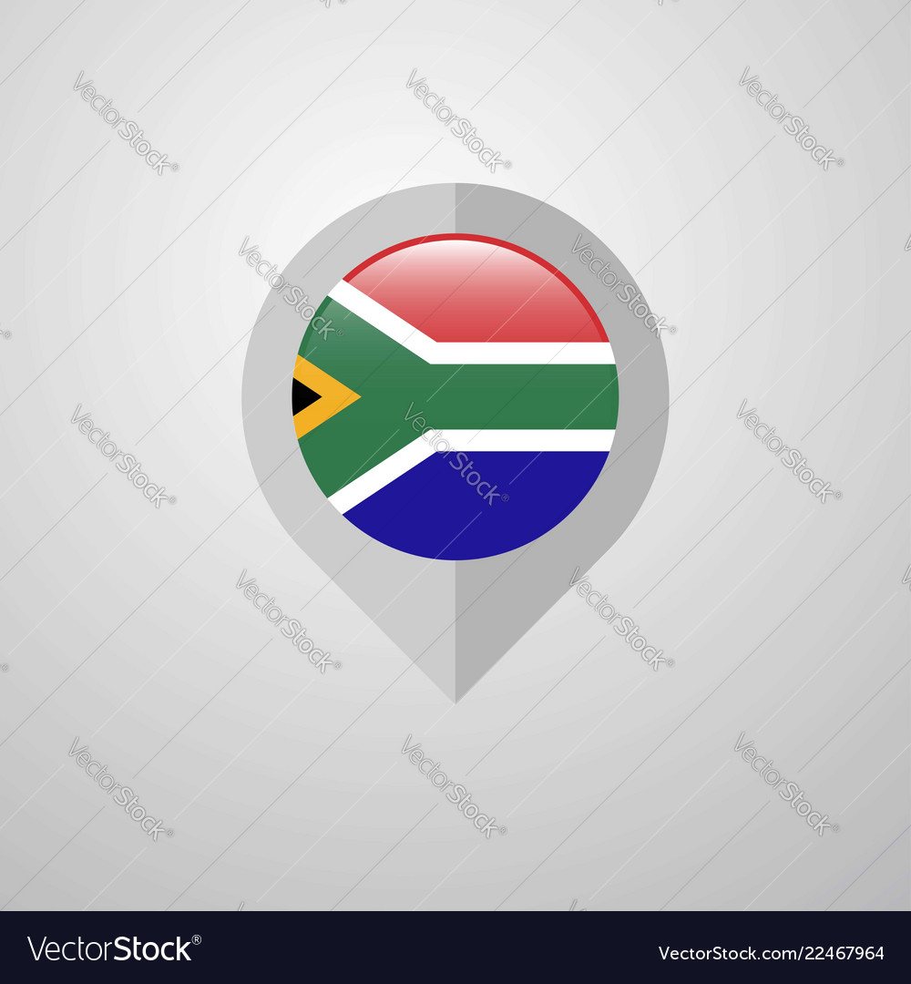 Map navigation pointer with south africa flag