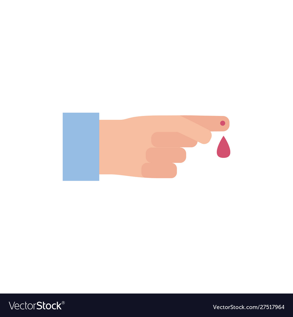 Medicine blood test hand with drop flat