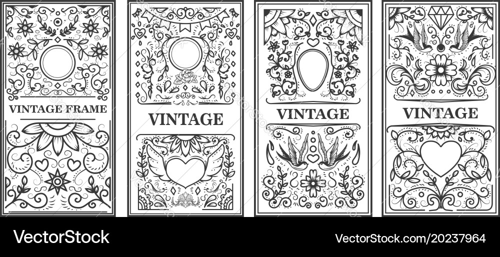 Set vintage frames design elements for poster Vector Image