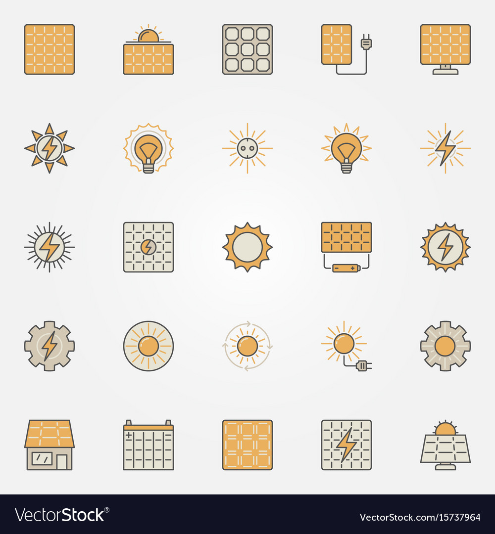 Solar energy colorful icons