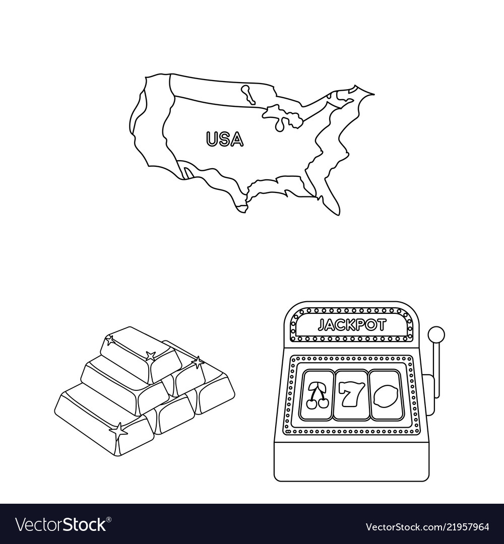 Usa country outline icons in set collection