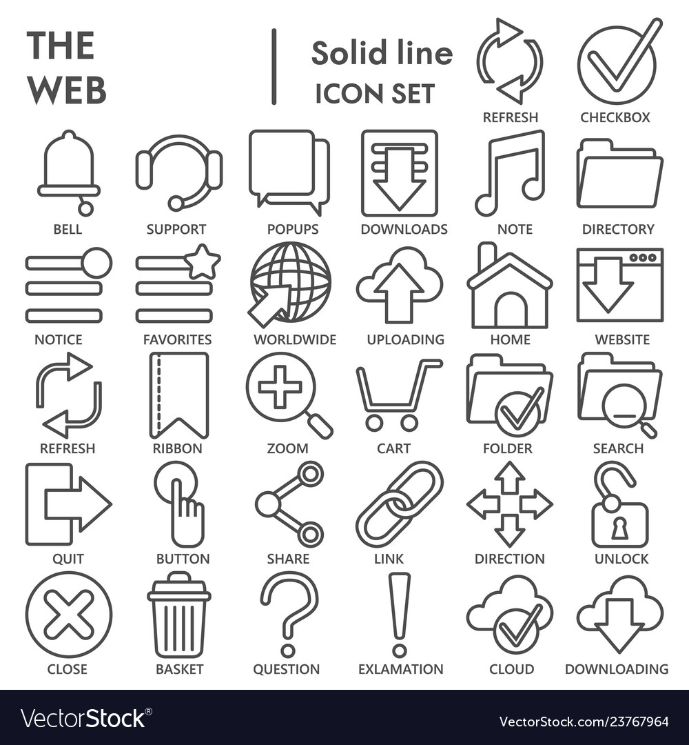 Web line signed icon set system symbols Vector Image Web line signed icon set system symbols
