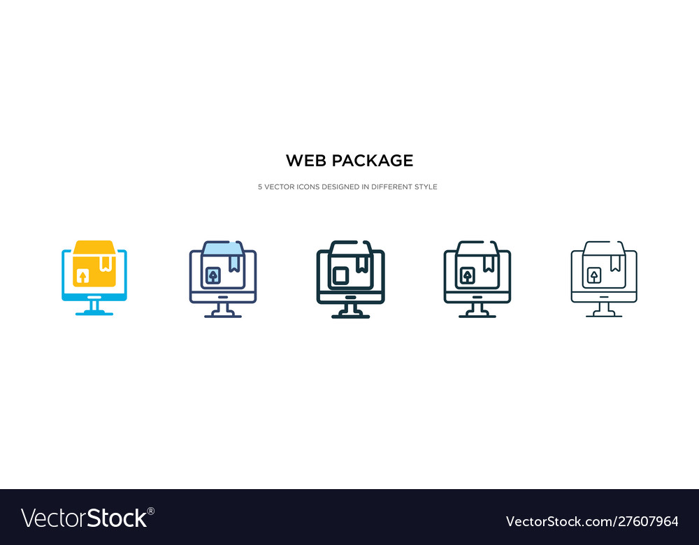 Web package icon in different style two colored