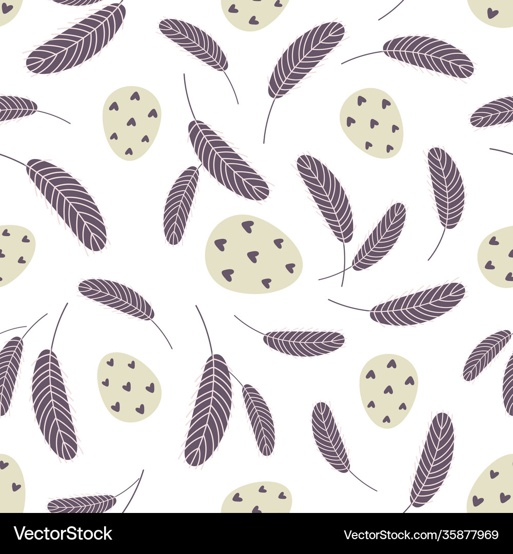Eggs and feathers easter seamless pattern Vector Image