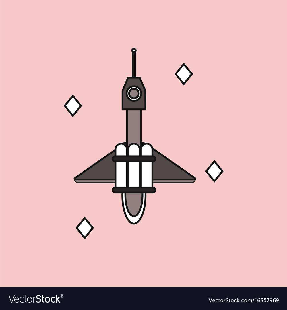 Flat icon design collection spaceship in space