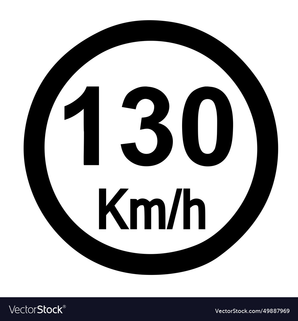 Maximum speed limit 130 sign icon image