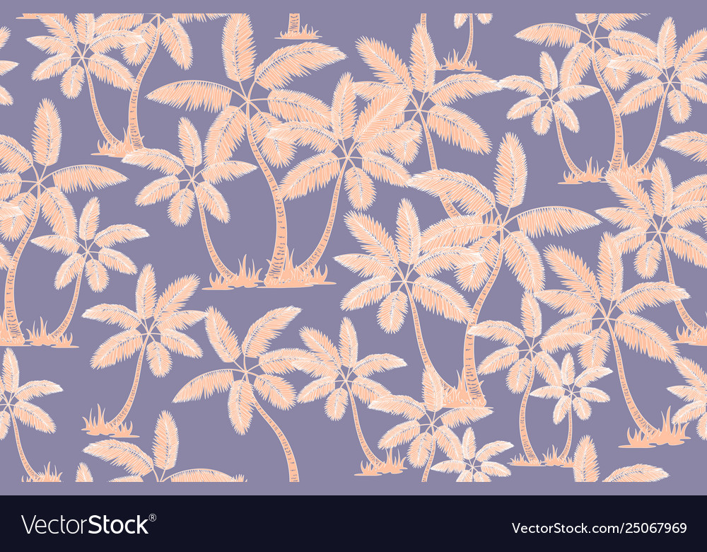 Seamless tropical palms pattern summer endless