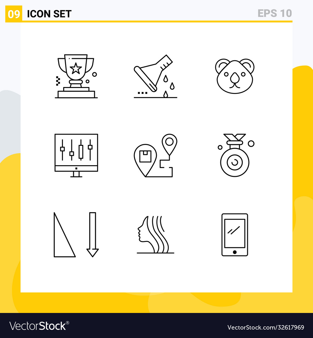 Set 9 outlines on grid for data analytics