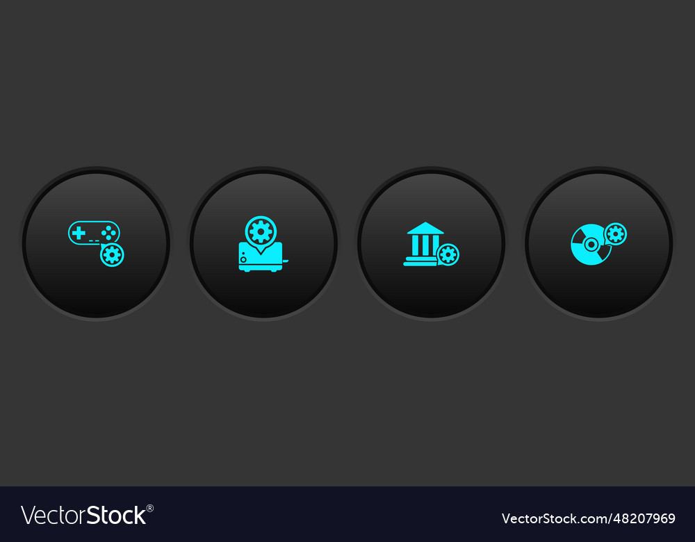 Set gamepad setting toaster bank building and cd vector image Set gamepad setting toaster bank building and cd