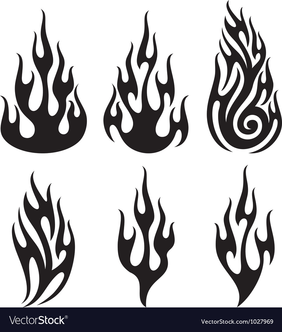 Set of flames - collection Royalty Free Vector Image