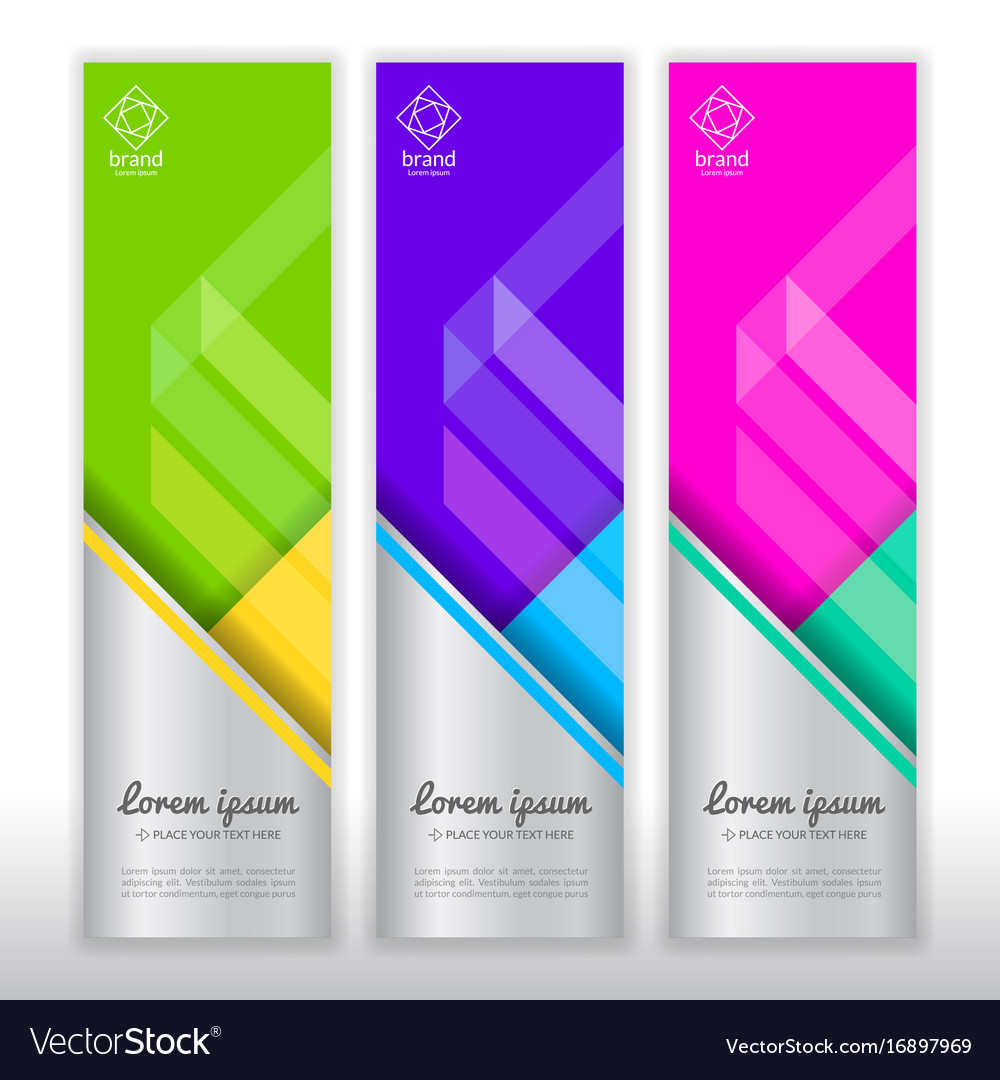 Set of vertical abstract colorful display banner