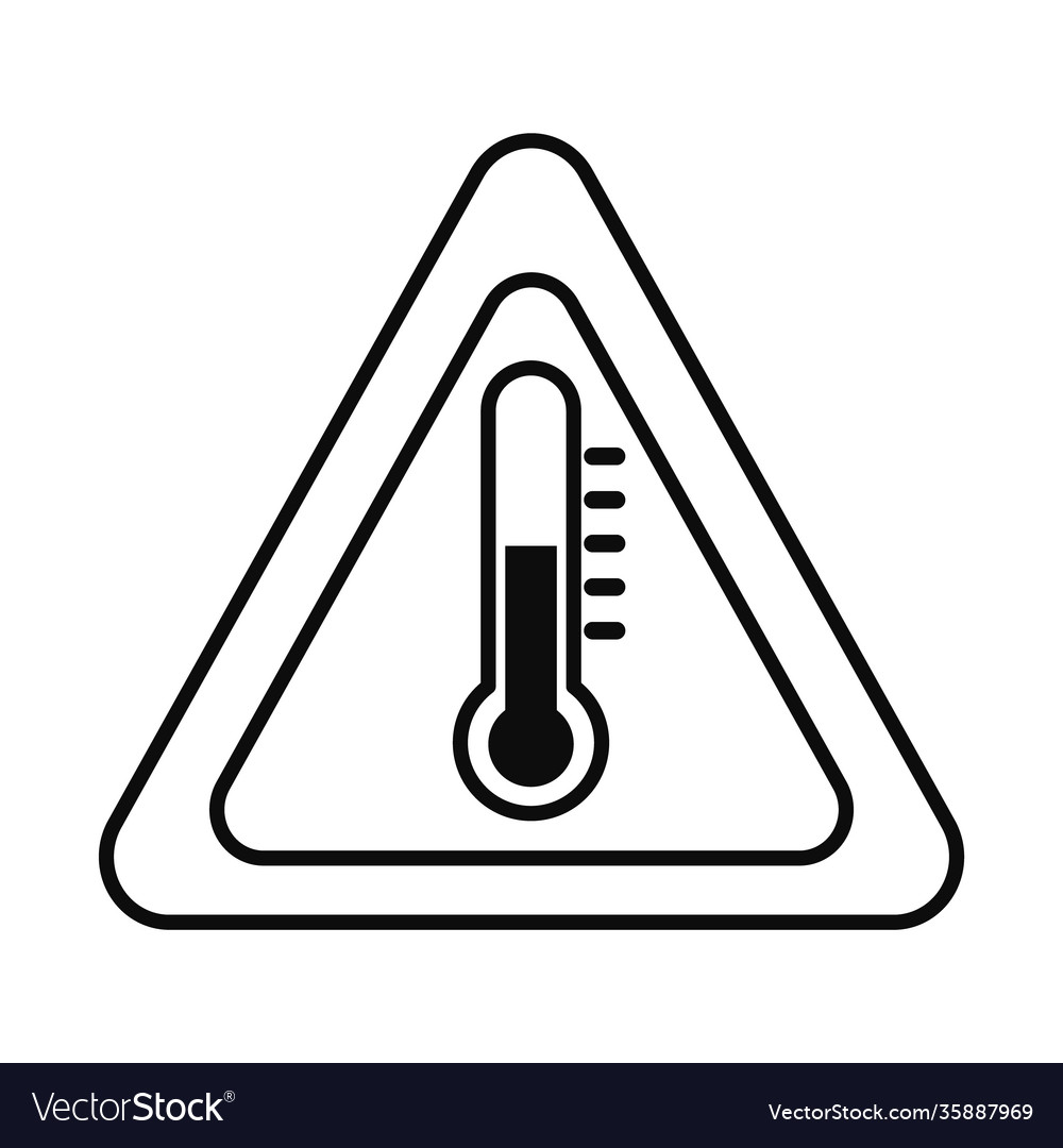 Triangular sign with thermometer icon line style