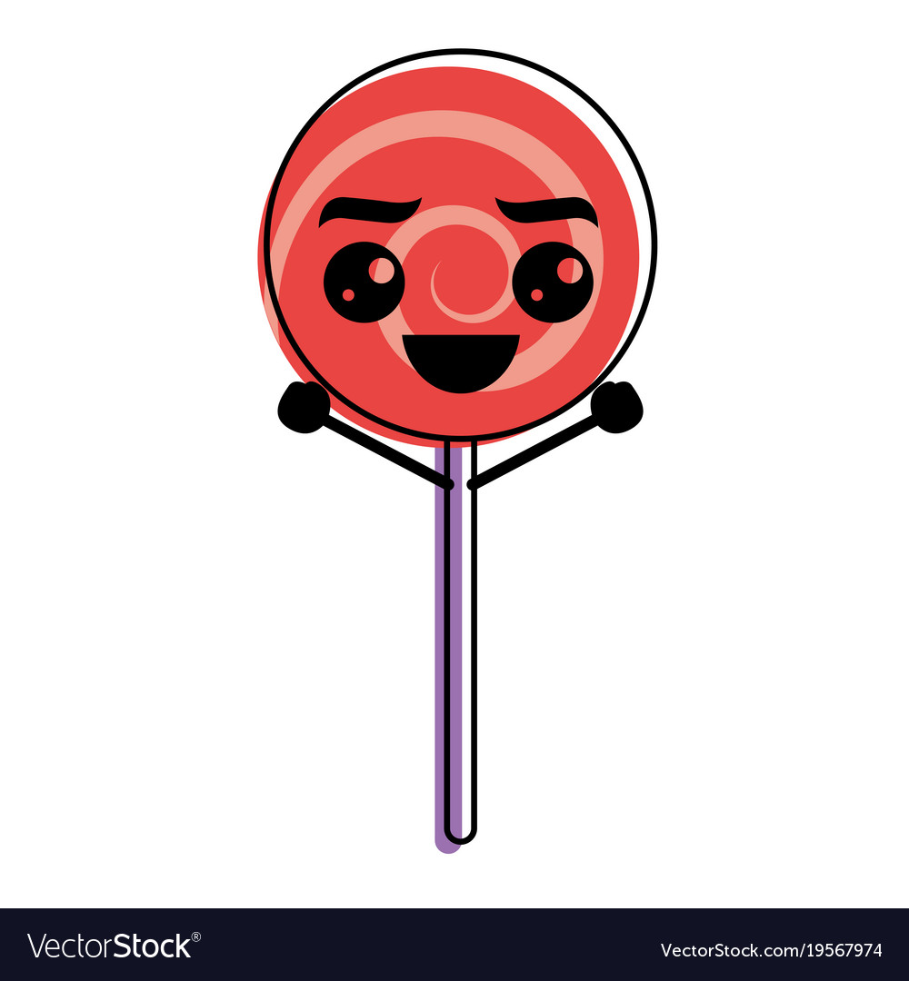 Cartoon round lollipop swirl kawaii character