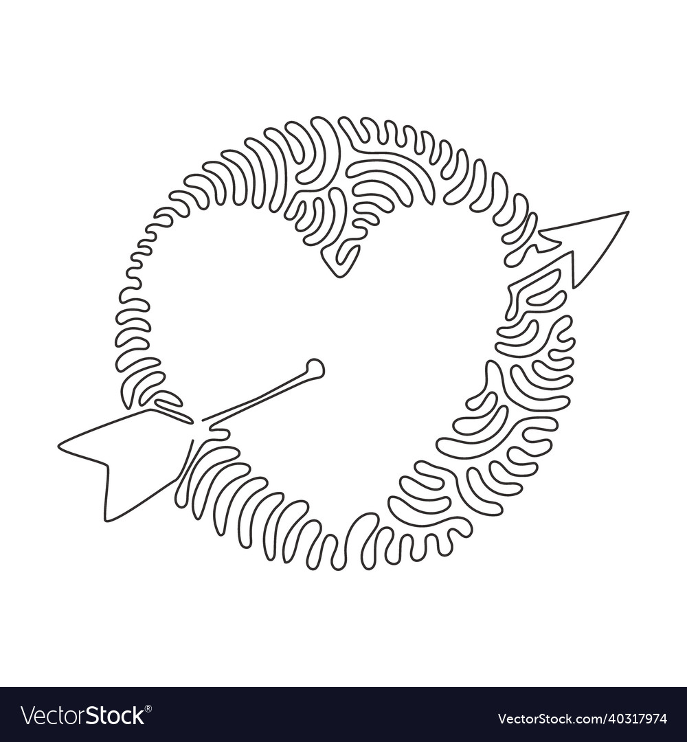 Continuous one line drawing heart with arrow icon vector image Continuous one line drawing heart with arrow icon