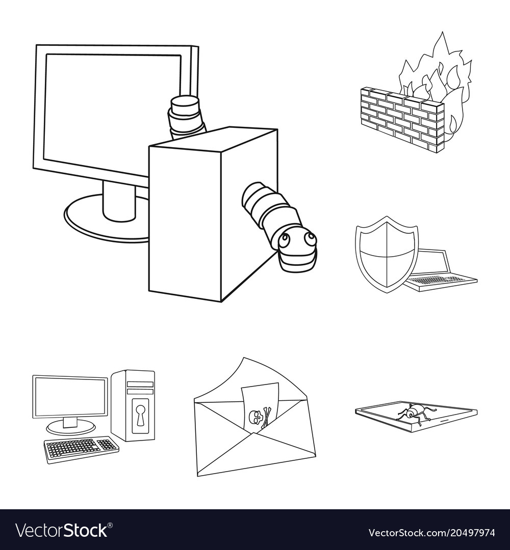 Hacker und Hacking Umriss-Icons in Set-Sammlung