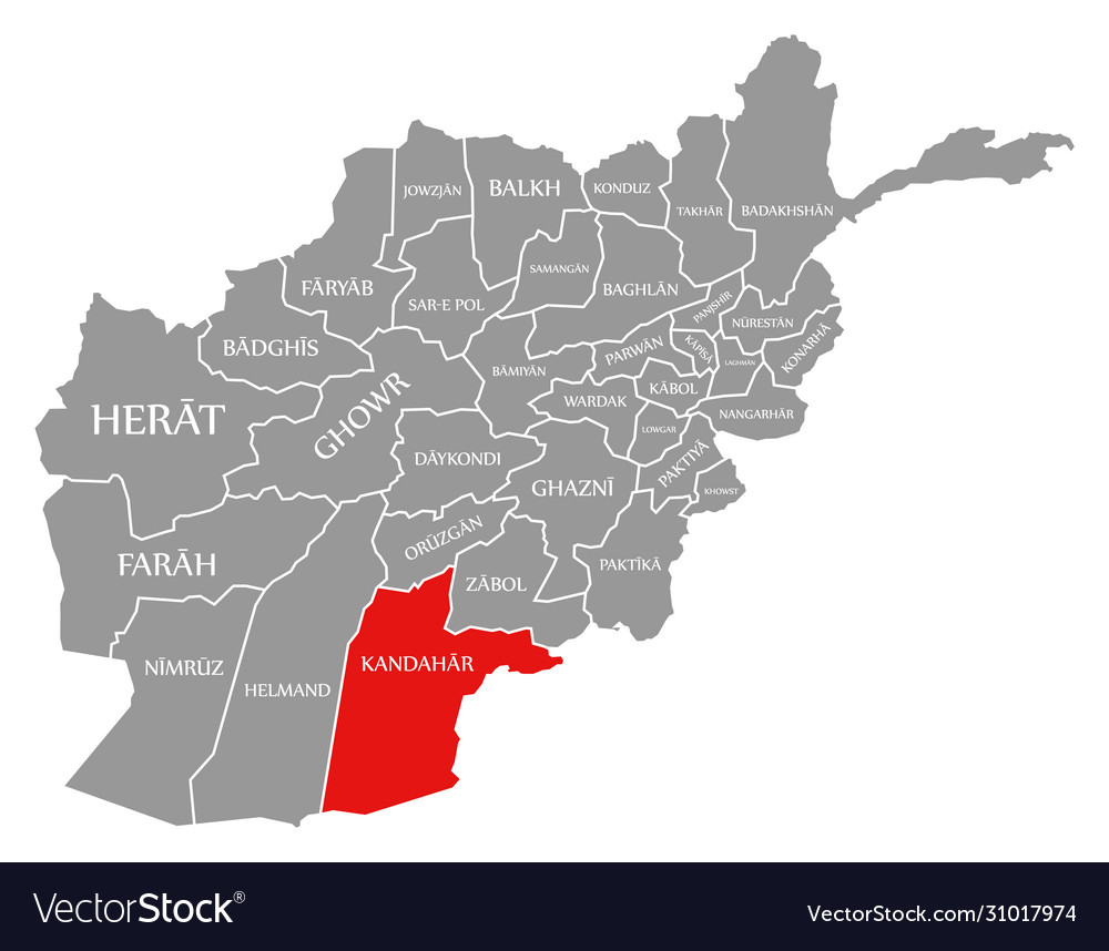 Kandahar Red Highlighted In Map Afghanistan Vector Image   Kandahar Red Highlighted In Map Afghanistan Vector 31017974 