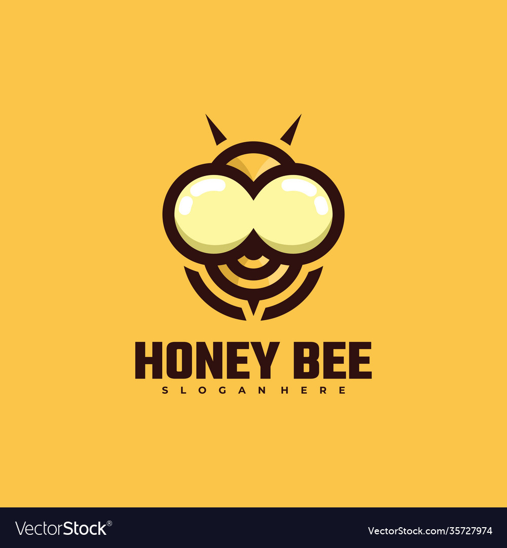 Logo honey bee simple mascot style Royalty Free Vector Image