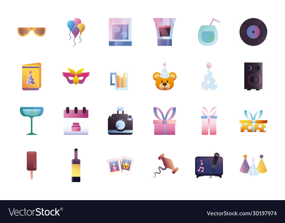 Party gradient style icon set design