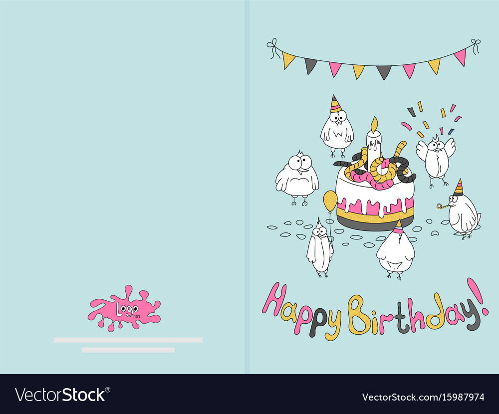 Ready for print happy birthday card design with Vector Image