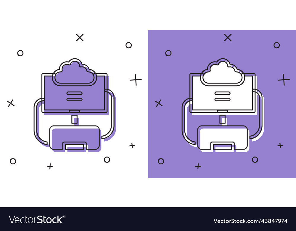 Set cloud database icon isolated on white