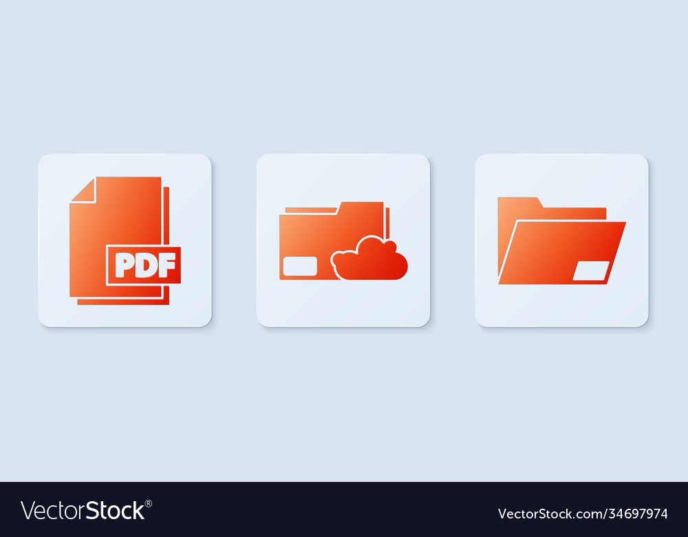 Set cloud storage text document folder pdf file vector image Set cloud storage text document folder pdf file