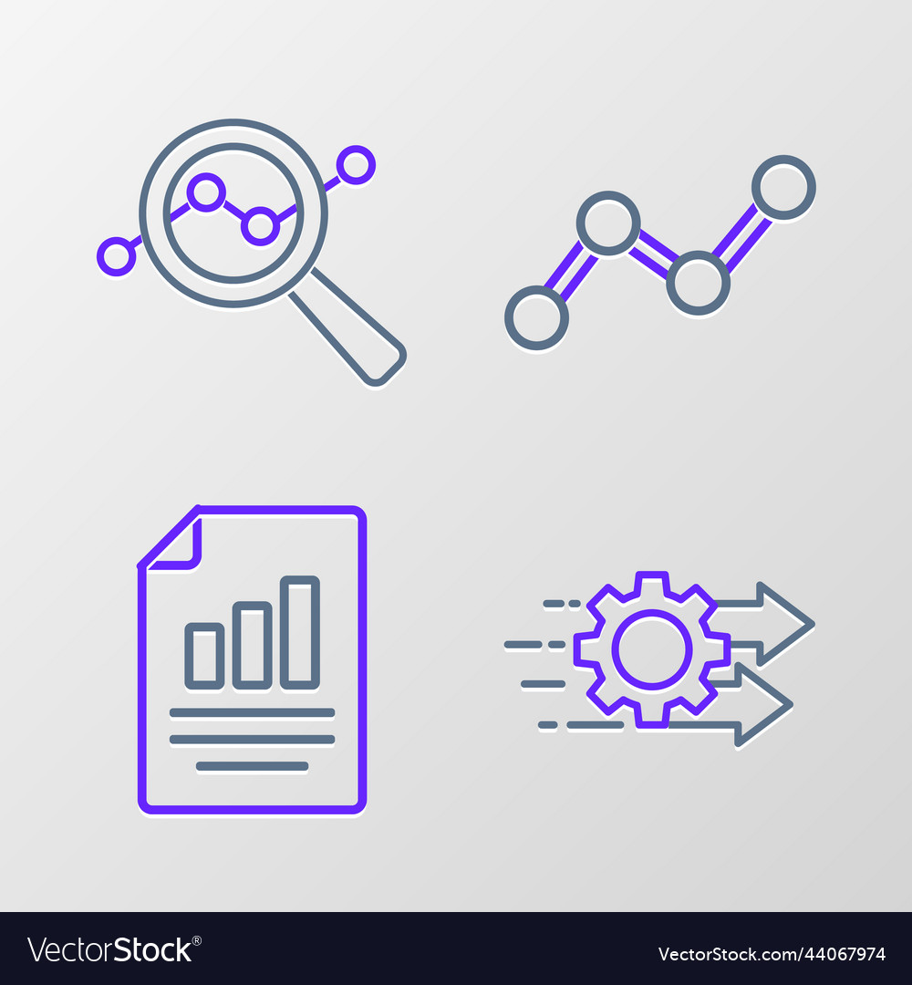Set line time management document with graph vector image Set line time management document with graph