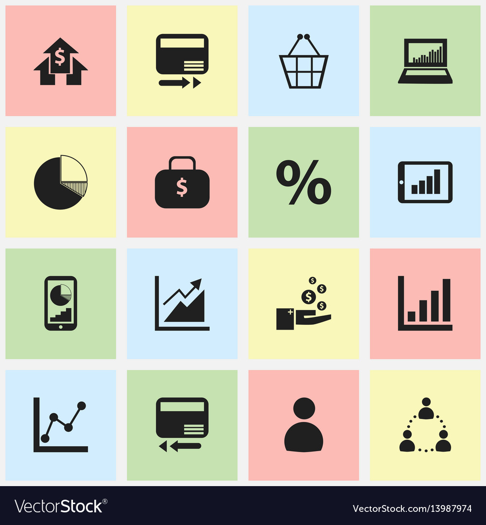 Set of 16 editable statistic icons includes vector image Set of 16 editable statistic icons includes