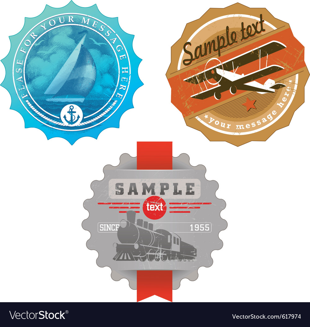 Vintage labels with retro transport