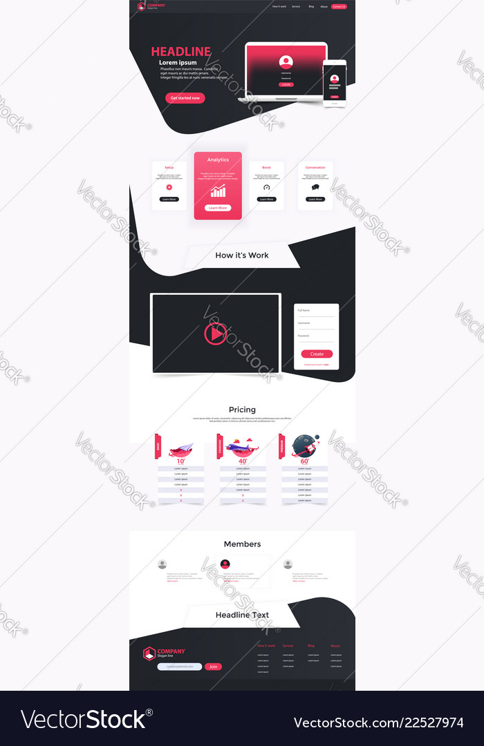 Website landing page design web analytics vector image Website landing page design web analytics