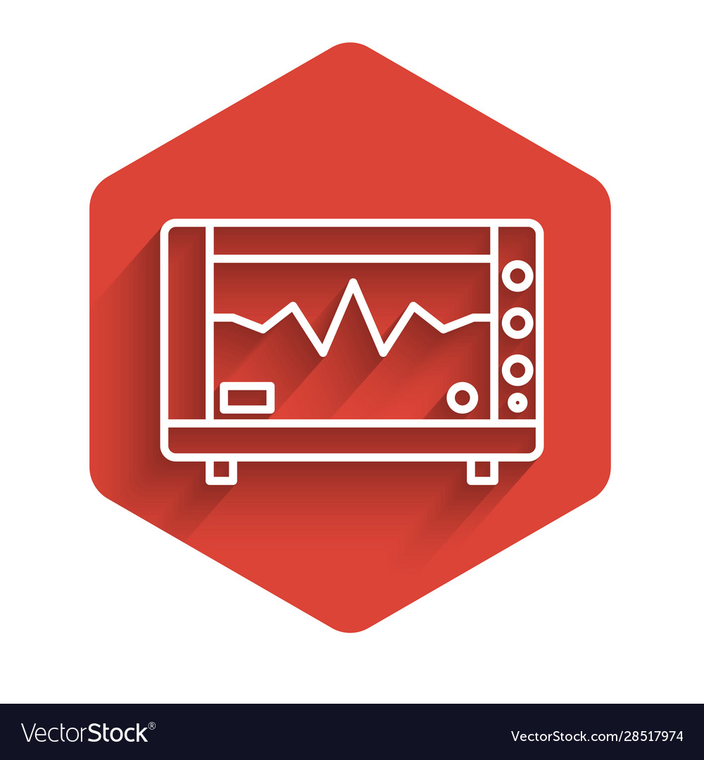 White line computer monitor with cardiogram icon