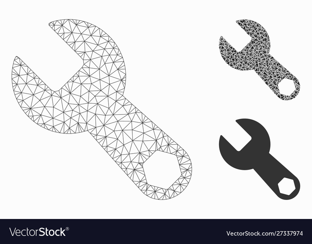 Wrench mesh wire frame model and triangle vector image Wrench mesh wire frame model and triangle