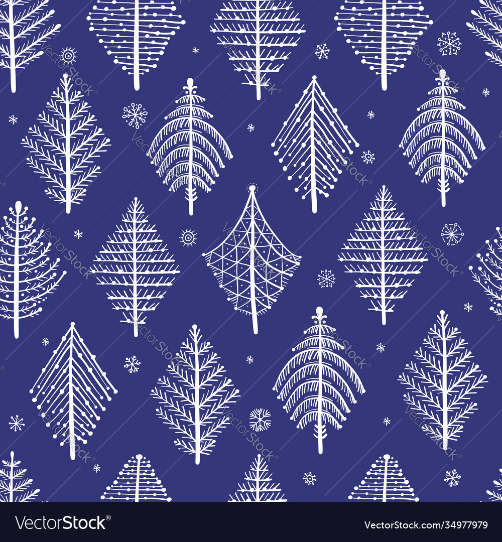Abstract geometric trees seamless pattern