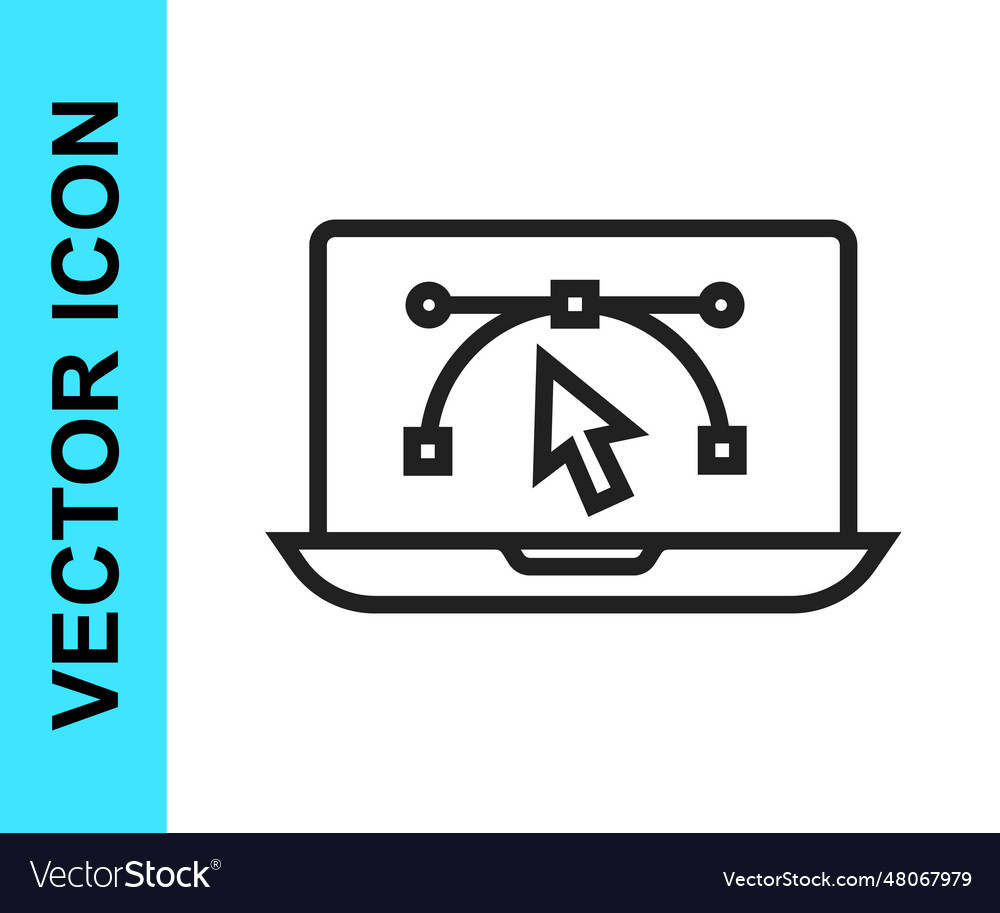 Black line computer display with design vector image Black line computer display with design