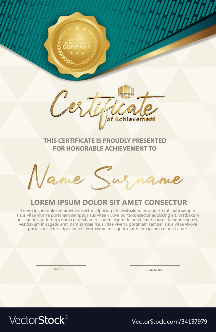 Certificate template with textured background vector image Certificate template with textured background